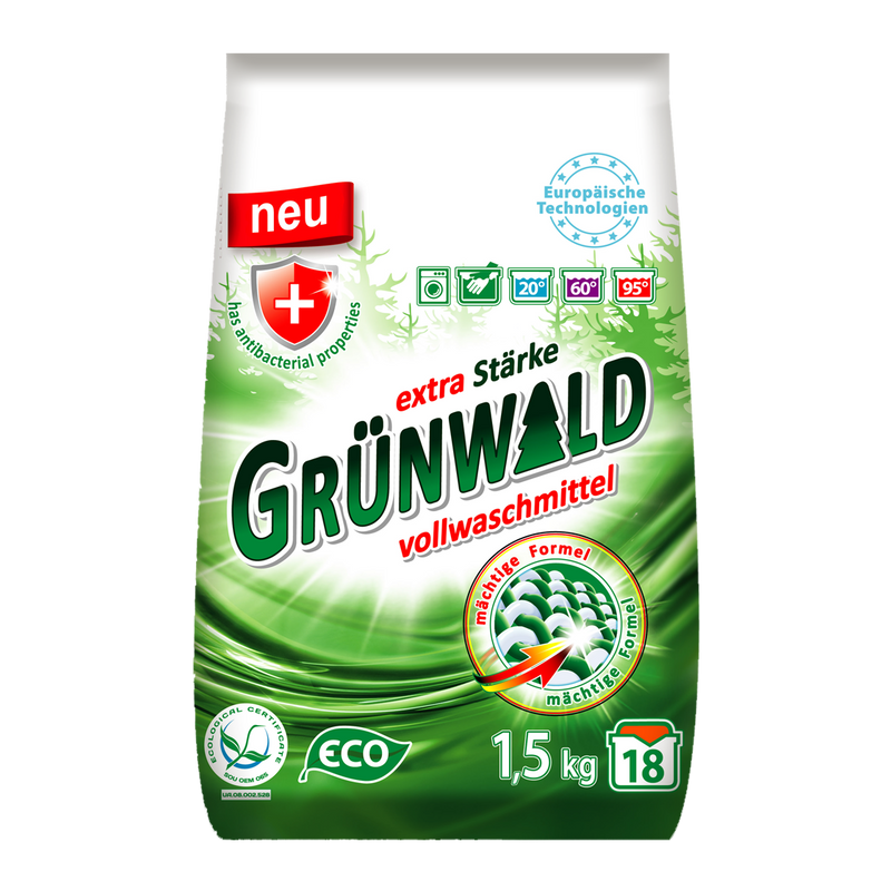Порошок пральний безфосфатний універсальний GRÜNWALD Гірська Свіжість 1500 г